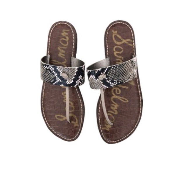 Sam Edelman BlackWhite Snake Print Gus Flat Sandal - Picture 8 of 8